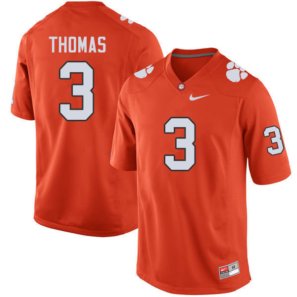 Men #3 Xavier Thomas Clemson Tigers College Football Jerseys Sale-Orange
